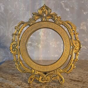 Antique National Brass & Iron Works Round Decorative Picture Frame